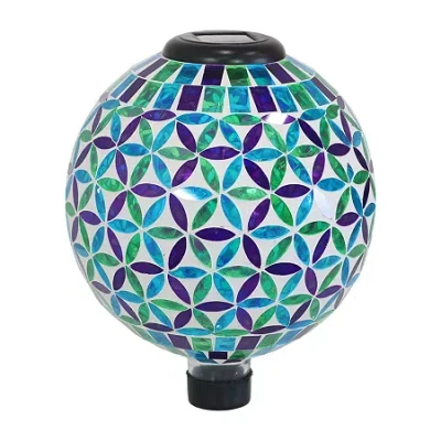 Net Health Shops Cool Blooms Mosaic Gazing Globe - 10 Inch Glass Yard Art In Blue