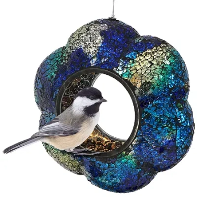 Net Health Shops Indigo Flower Fly-through Bird Feeder In Blue