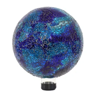 Net Health Shops Ocean Swirl Gazing Globe - 10 Inch Glass Yard Art In Blue
