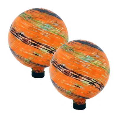 Net Health Shops Sunset Glass Gazing Globe - 10 Inch 2 Pc. Yard Art In Orange