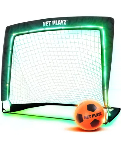 Net Playz Light Up Glow-in-the-dark Soccer Ball And Goal Gift Set In Black