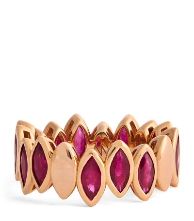 Netali Nissim Rose Gold And Ruby Navette Ring