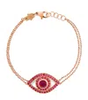 Netali Nissim Rose Gold And Ruby Protected Eye Bracelet In Rose Gold