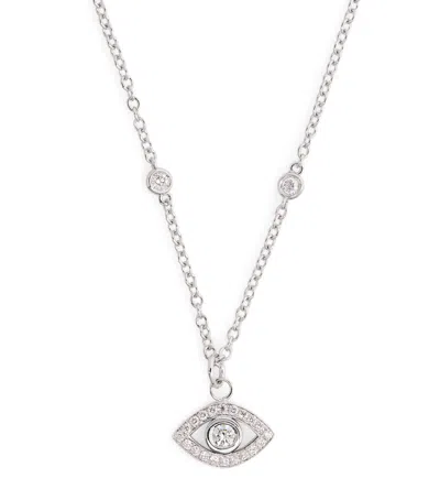 Netali Nissim White Gold And Diamond Charmed Eye Necklace