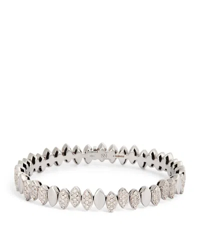 Netali Nissim White Gold And Diamond Navette Bangle