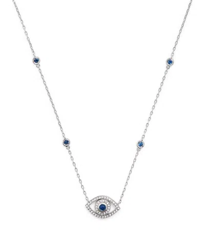 Netali Nissim White Gold, Diamond And Sapphire Mini Evil Eye Necklace