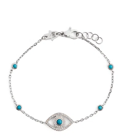 Netali Nissim White Gold, Diamond And Turquoise Protected Bracelet