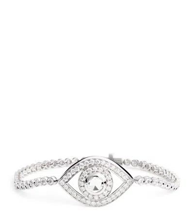 Netali Nissim White Gold, Rose-cut Diamond And Pavé Diamonds Protected Eye Bracelet