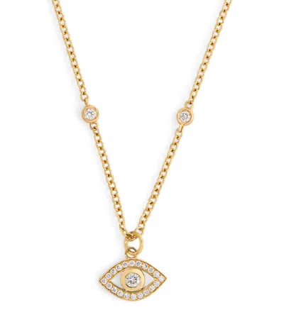 Netali Nissim Yellow Gold And Diamond Charmed Eye Necklace