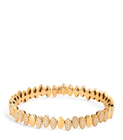 Netali Nissim Yellow Gold And Diamond Navette Bangle