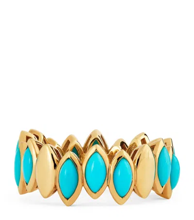 Netali Nissim Yellow Gold And Turquoise Navette Ring
