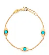 Netali Nissim Yellow Gold And Turquoise Protected Three Eyes Bracelet In Gold