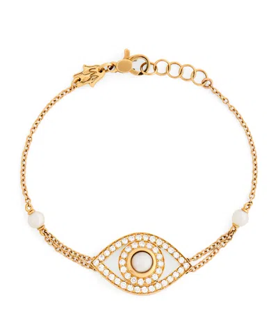 Netali Nissim Yellow Gold, Diamond And Quartz Protected Eye Bracelet