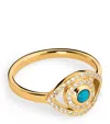 Netali Nissim Yellow Gold, Diamond And Turquoise Mini Evil Eye Ring In Gold