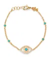 Netali Nissim Yellow Gold, Turquoise And Diamond Mini Eye Bracelet In Gold