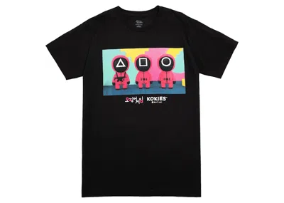 Pre-owned Netflix Men's  X Kokies X Squid Game X Bait Soldiers Maze Tee Shirt In Black