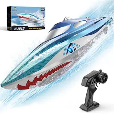 Netjett 20 Plus Mph 2.4ghz Deerc Full Proportional Remote Control Boat With Shark Graffiti High Spee