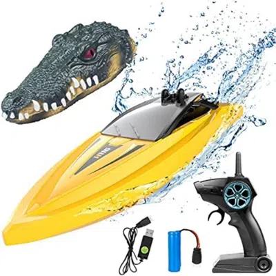 Netjett 2.4g 2-in-1 Crocodile Radio & Remote Control Boat With Pools & Lakes Pond Garden - Mini Yell