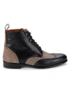 NETTLETON MEN'S MILITARY LEATHER & SUEDE BROGUE STYLE BOOTS