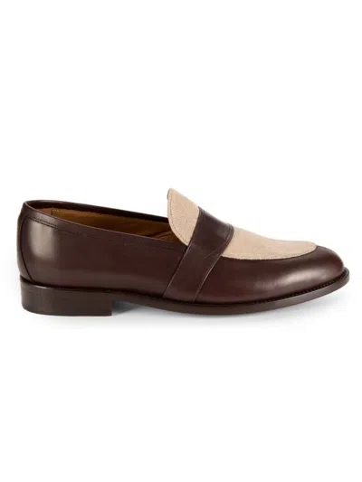 Nettleton Men's Two Tone Leather Penny Loafers In Brown