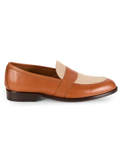 Nettleton Men's Two Tone Leather Penny Loafers In Whiskey Tan