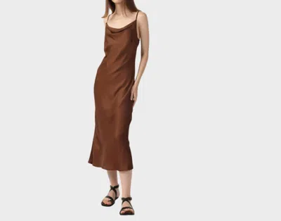 Neu Nomads Cowl Neck Midi Dress In Chocolate Brown