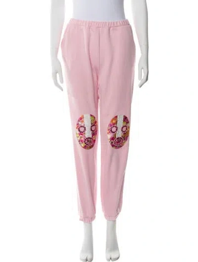 Pre-owned Neubyrne Graphic Print Crystal Embellishments Sweatpants In Pink