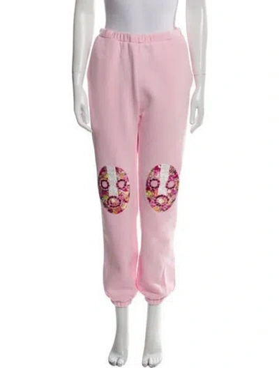 Pre-owned Neubyrne Graphic Print Crystal Embellishments Sweatpants W/ Tags In Pink