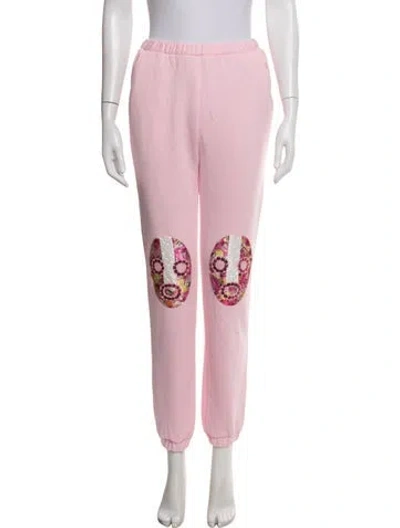 Pre-owned Neubyrne Graphic Print Crystal Embellishments Sweatpants W/ Tags In Pink