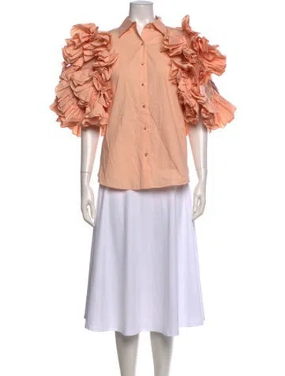 Pre-owned Neubyrne Short Sleeve Blouse In Orange