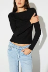 NEUW CRINKLE LONG SLEEVE TOP IN BLACK, WOMEN'S AT URBAN OUTFITTERS