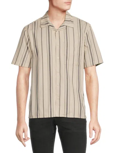 Neuw Denim Men's Dean Striped Camp Shirt In Beige