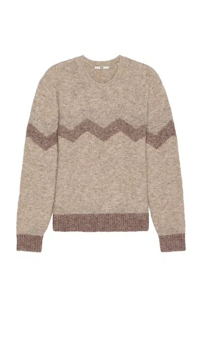 Neuw Intarsia Zig Zag Crew Neck Sweater In Grey