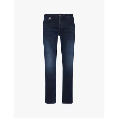 Neuw Mens Polar Dark Indigo Lou Brand-patch Straight-leg Regular-fit Stretch-denim Blend Jeans