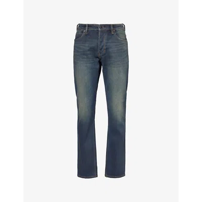 Neuw Mens Lou Brand-patch Straight-leg Slim-fit Stretch-denim Blend Jeans Vintage Indigo