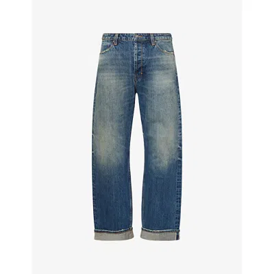 Neuw Mens River Baggy-fit Denim Jeans Mid Indigo In Blue