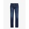 Neuw Mens Mid Blue Lou Slim Sunday Brand-patch Straight-leg Slim-fit Stretch-denim Blend Jeans In Sunday Organic Mid Blue