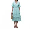 Neve & Noor Celine Cotton Lace Dress In Mint Green In Blue