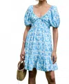 Neve & Noor Odette Mini Dress In Sky Blue In Blue