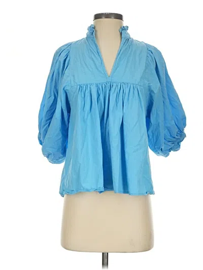 Pre-owned Never A Wallflower 3/4 Sleeve Blouse In Blue
