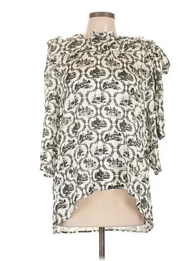 Pre-owned Never A Wallflower 3/4 Sleeve Blouse In Ivory