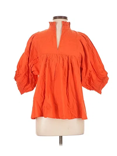 Pre-owned Never A Wallflower 3/4 Sleeve Blouse In Orange