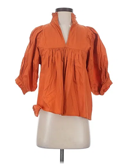 Pre-owned Never A Wallflower 3/4 Sleeve Blouse In Orange
