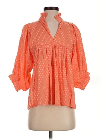 Pre-owned Never A Wallflower 3/4 Sleeve Blouse In Orange