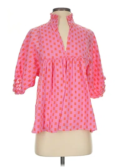 Pre-owned Never A Wallflower 3/4 Sleeve Blouse In Pink