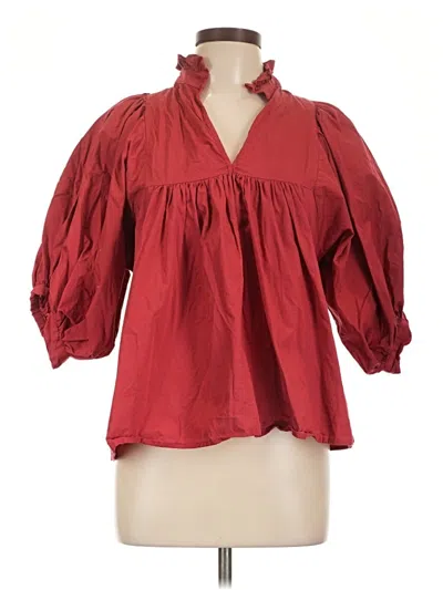 Pre-owned Never A Wallflower 3/4 Sleeve Blouse In Red