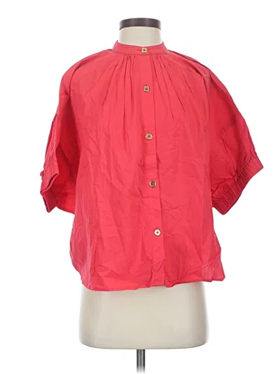 Pre-owned Never A Wallflower 3/4 Sleeve Button Down Shirt In Red