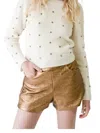 NEVER A WALLFLOWER AMY COATED SHORTS IN GOLD