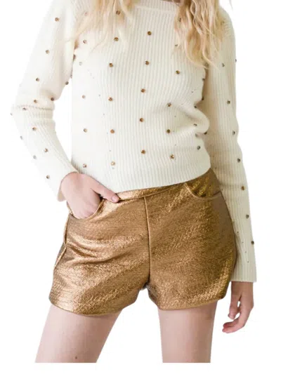 Never A Wallflower Amy Coated Shorts In Gold