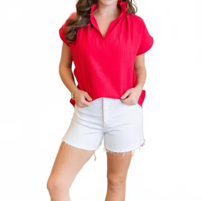 Never A Wallflower Aster Short Sleeve Pintuck Top In Red